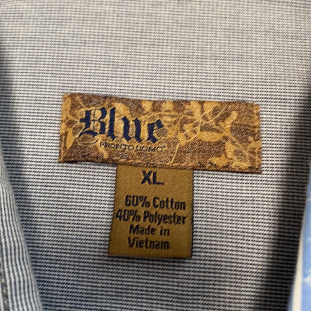 Blue Pronto Uomo XL Button Front Stripes Shirt - Picture 3 of 8